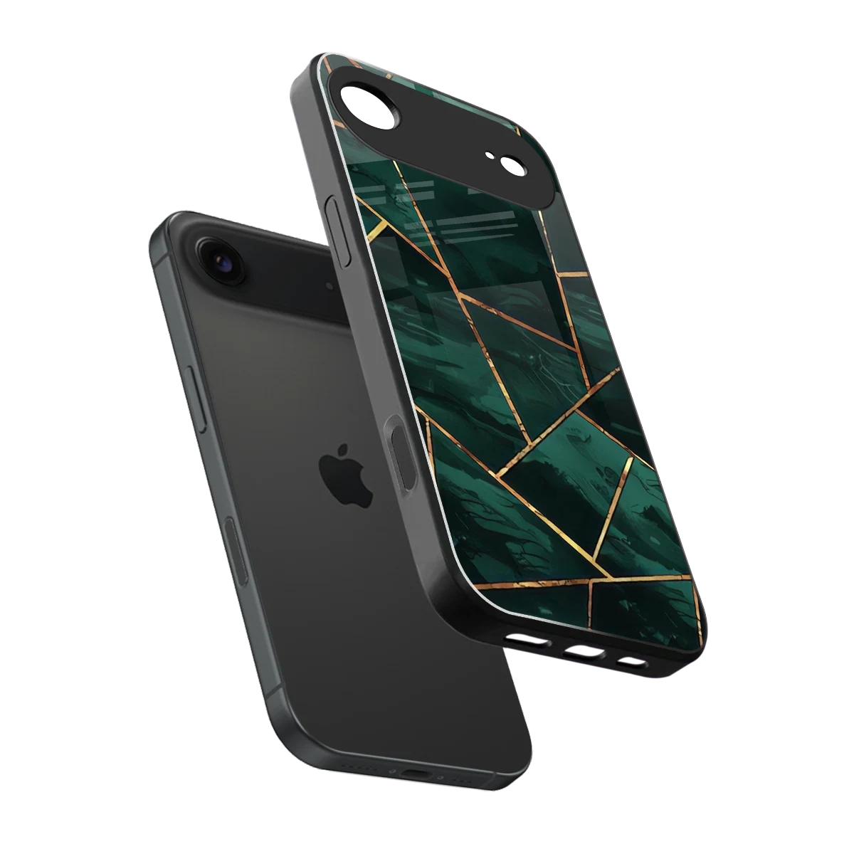 Geometric green sleek iphone air cover with tempered glass back and TPU edges
