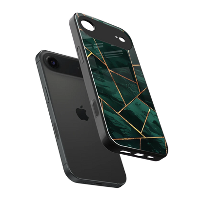 Geometric green sleek iphone air cover with tempered glass back and TPU edges
