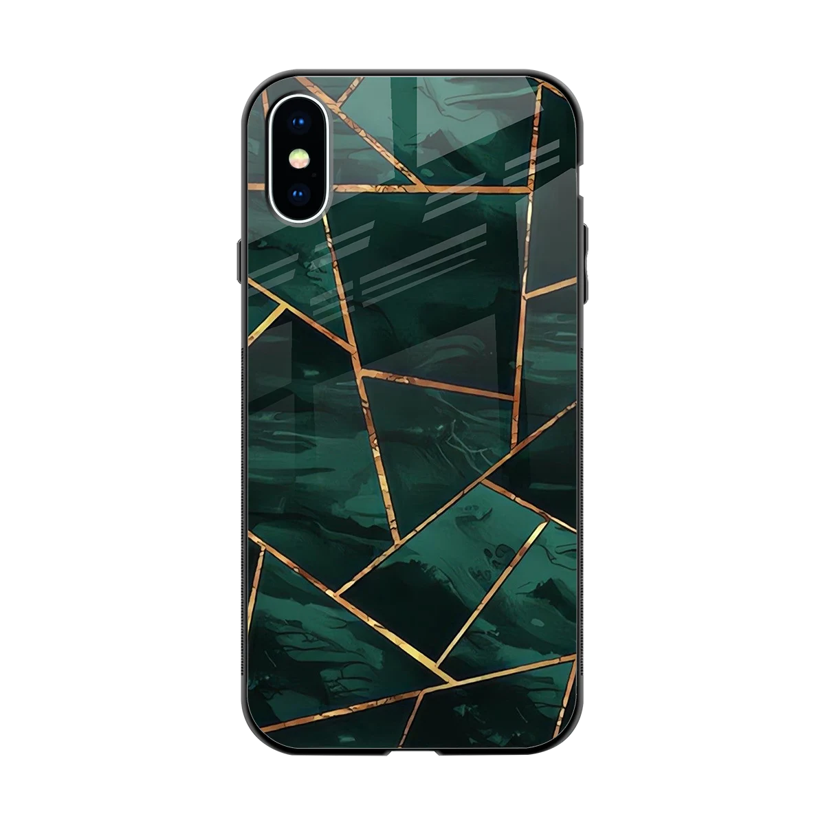 Geometric green back phone cover | glass case for iphone xs