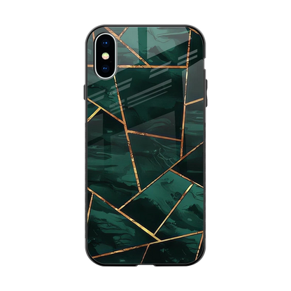 Geometric green back phone cover | glass case for iphone xs