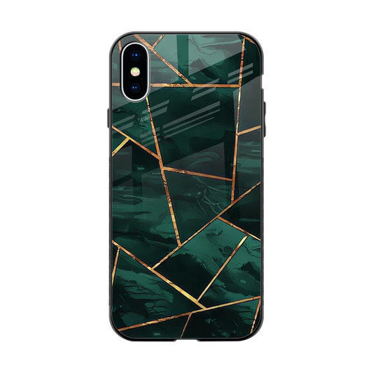 Geometric green back phone cover | glass case for iphone xs