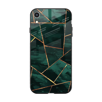 Geometric green back phone cover | glass case for iphone xr