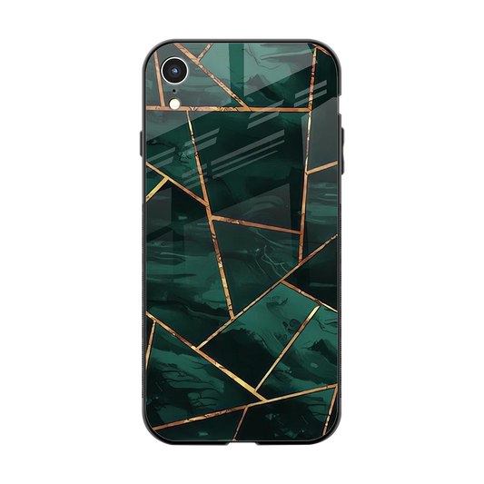 Geometric green back phone cover | glass case for iphone xr