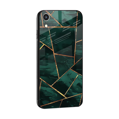 Geometric green sleek iphone xr cover with tempered glass back and TPU edges