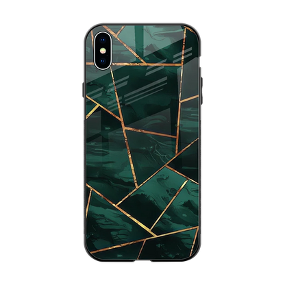 Geometric green back phone cover | glass case for iphone xs max