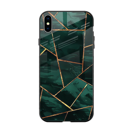 Geometric green back phone cover | glass case for iphone xs max