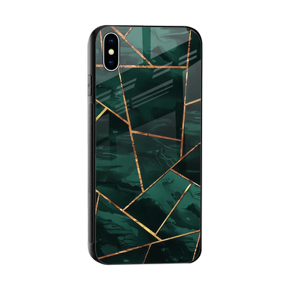 Geometric green sleek iphone xs max cover with tempered glass back and TPU edges