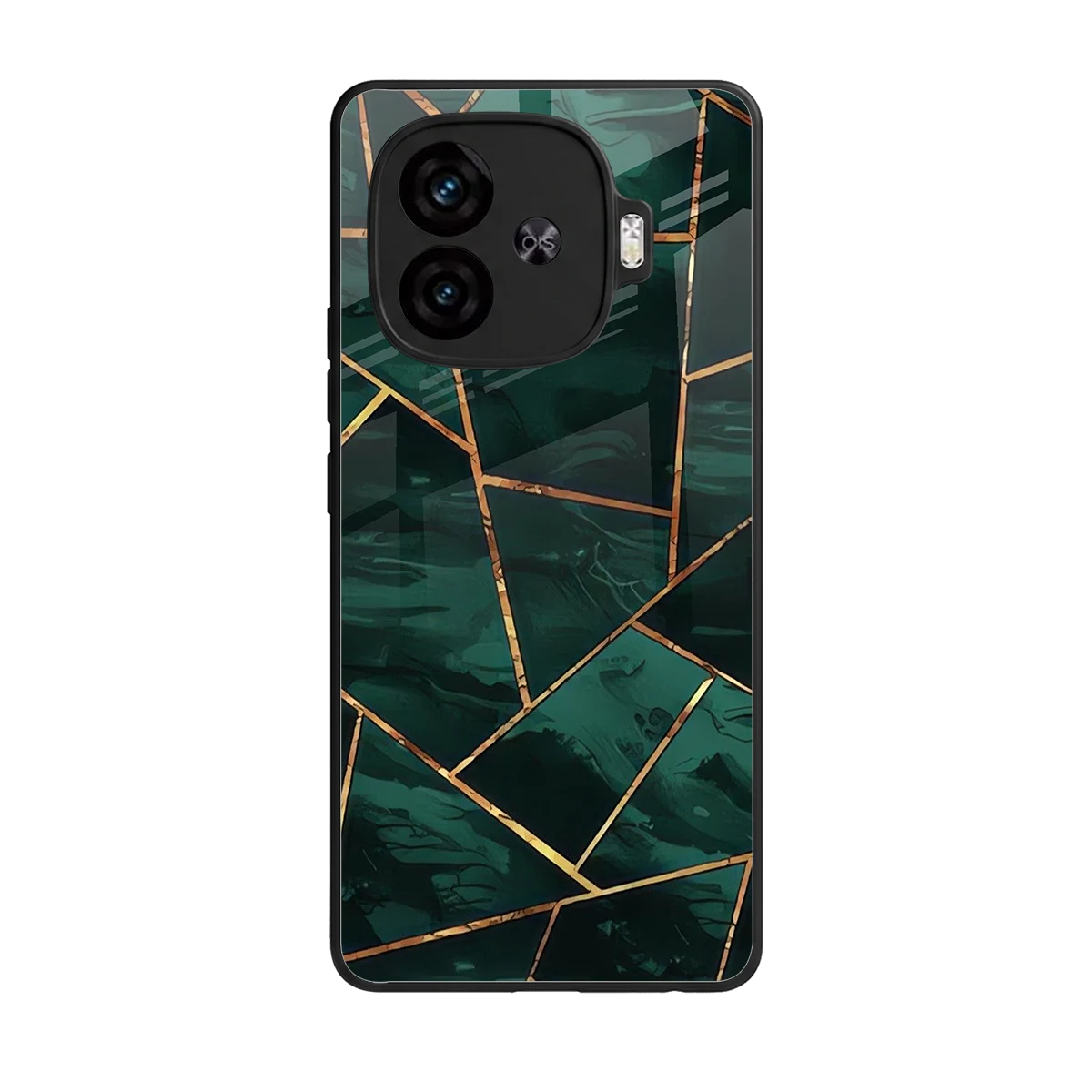 Geometric green back phone cover | glass case for iqoo neo 10r 5g