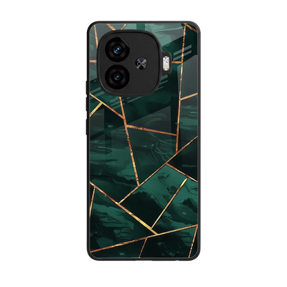 Geometric green back phone cover | glass case for iqoo neo 10r 5g