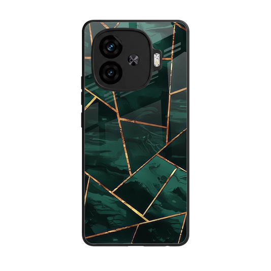 Geometric green back phone cover | glass case for iqoo neo 10r 5g