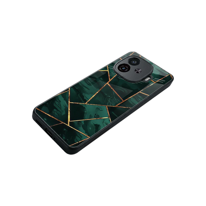 Geometric green stylish phone case for iqoo neo 10r 5g | glossy glass and slim fit