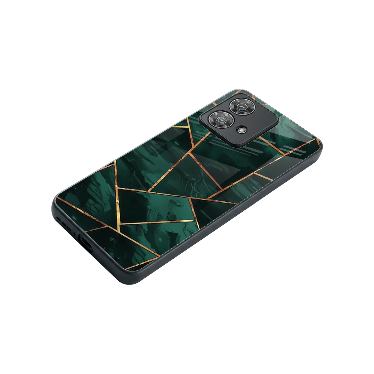 Geometric green stylish phone case for motorola edge 40 neo 5g | glossy glass and slim fit