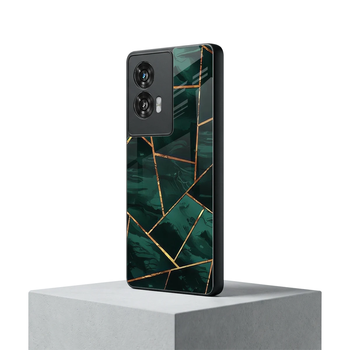 Geometric green motorola edge 50 fusion mobile cover | shockproof glass phone case