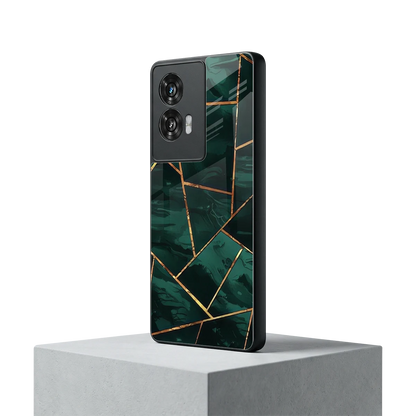 Geometric green motorola edge 50 fusion mobile cover | shockproof glass phone case