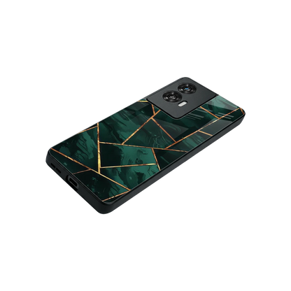 Geometric green stylish phone case for motorola edge 50 fusion | glossy glass and slim fit