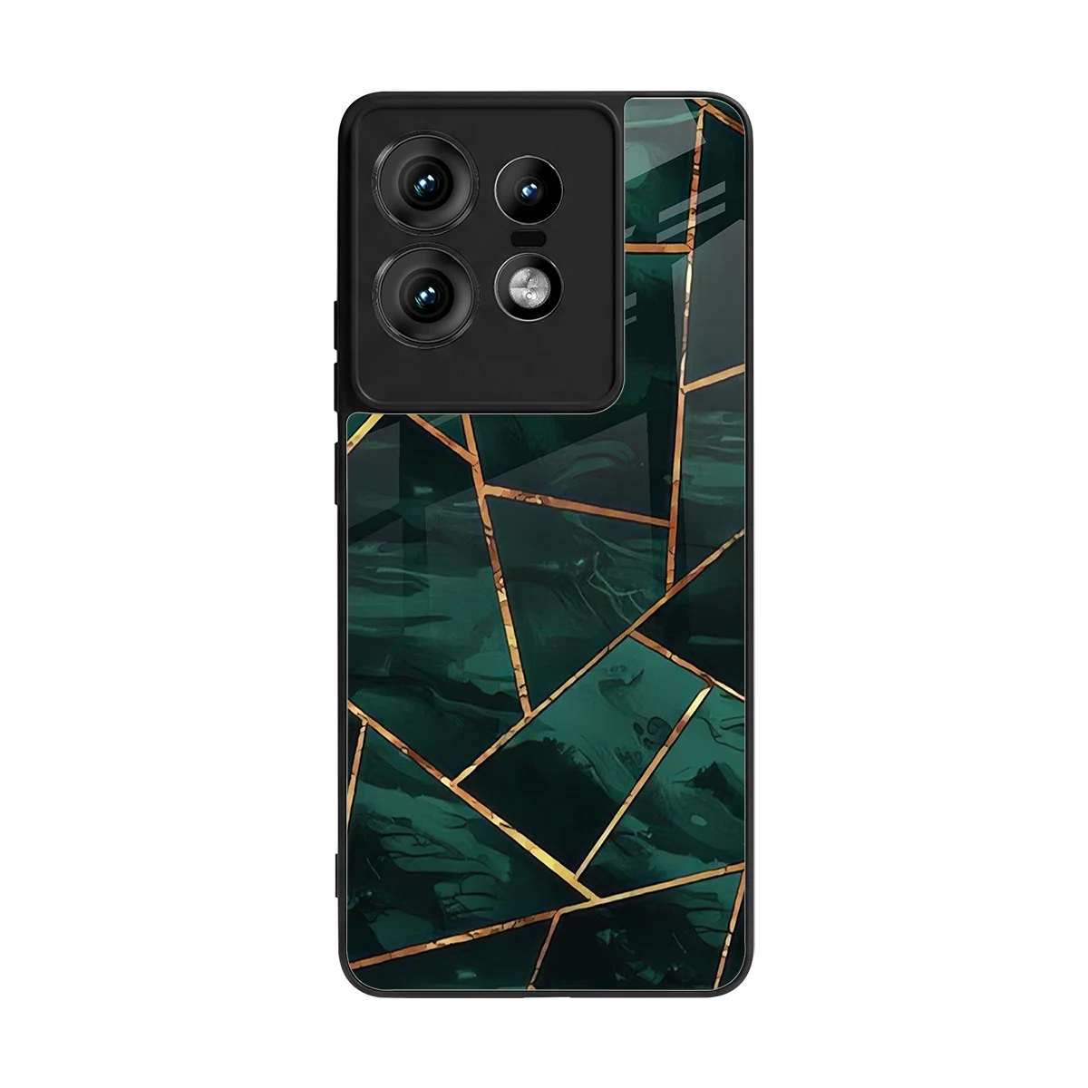 Geometric green back phone cover | glass case for motorola edge 50 pro