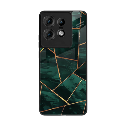 Geometric green back phone cover | glass case for motorola edge 50 pro