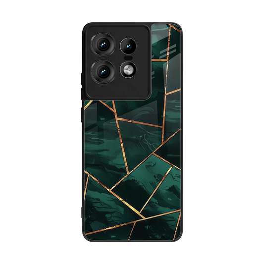 Geometric green back phone cover | glass case for motorola edge 50 pro