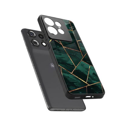Geometric green sleek motorola edge 50 pro cover with tempered glass back and TPU edges