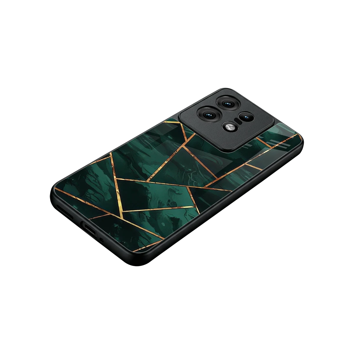 Geometric green stylish phone case for motorola edge 50 pro | glossy glass and slim fit