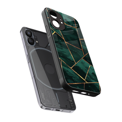 Geometric green sleek nothing phone 1 cover with tempered glass back and TPU edges