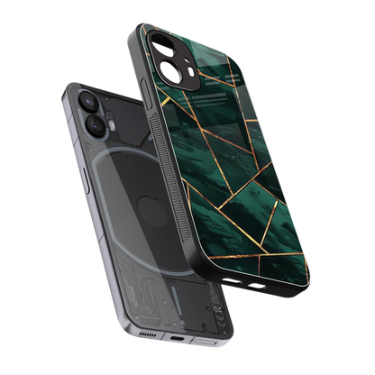 Geometric green sleek nothing phone 2 cover with tempered glass back and TPU edges