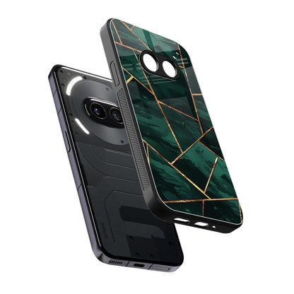 Geometric green sleek nothing phone 2a cover with tempered glass back and TPU edges