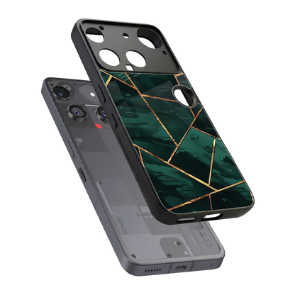 Geometric green sleek nothing phone 3 cover with tempered glass back and TPU edges