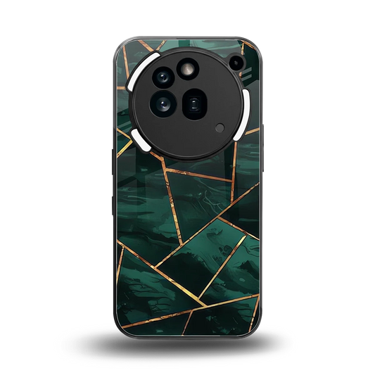 Geometric green back phone cover | glass case for nothing phone 3a pro