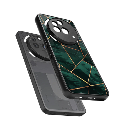 Geometric green sleek nothing phone 3a pro cover with tempered glass back and TPU edges