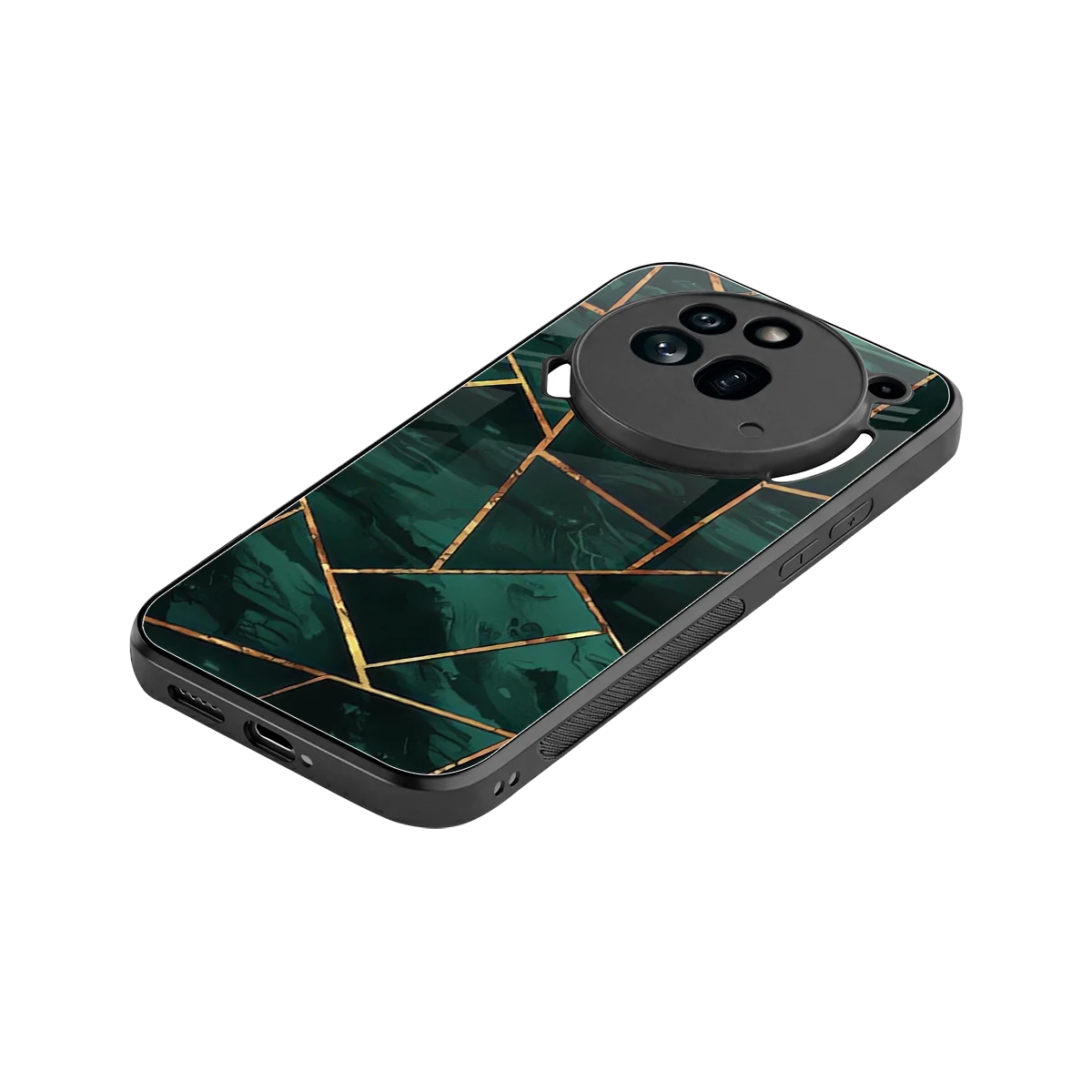 Geometric green stylish phone case for nothing phone 3a pro | glossy glass and slim fit