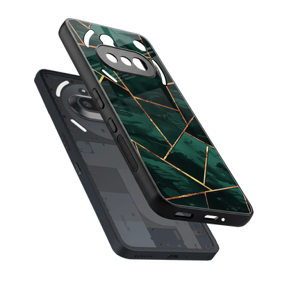 Geometric green sleek nothing phone 3a cover with tempered glass back and TPU edges