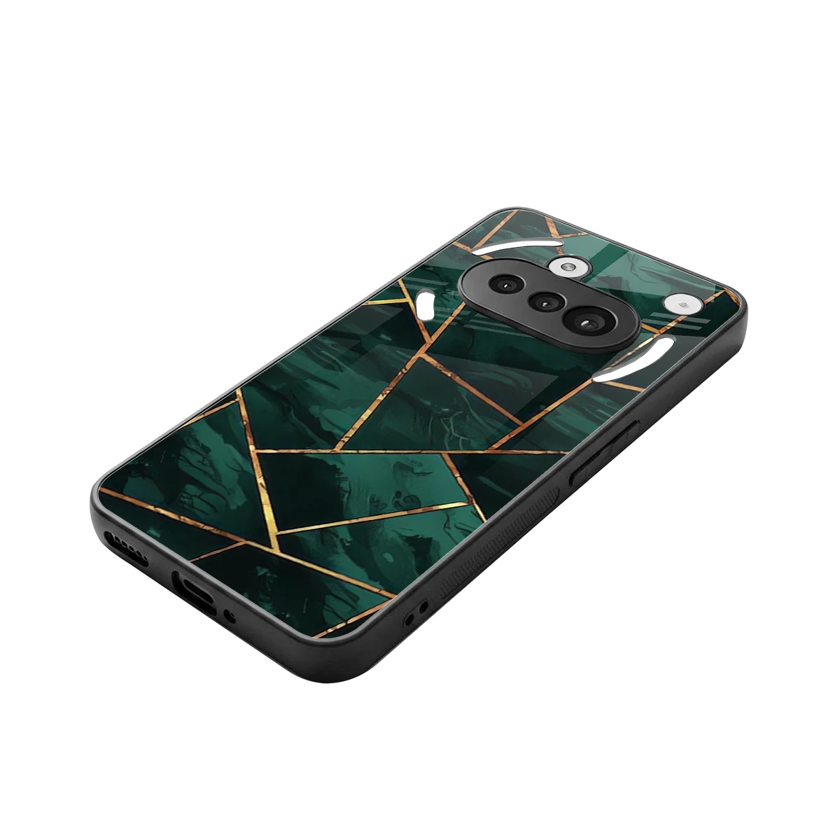 Geometric green stylish phone case for nothing phone 3a | glossy glass and slim fit