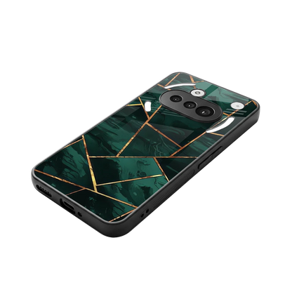 Geometric green stylish phone case for nothing phone 3a | glossy glass and slim fit