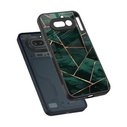 Geometric green sleek nothing phone 4a cover with tempered glass back and TPU edges