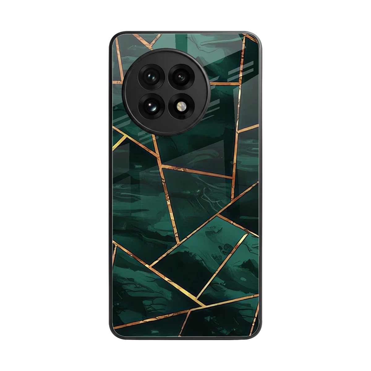 Geometric green back phone cover | glass case for oneplus 13r