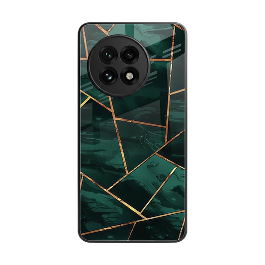 Geometric green back phone cover | glass case for oneplus 13r