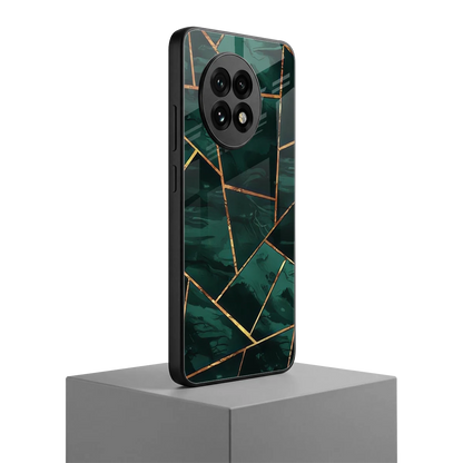 Geometric green oneplus 13r mobile cover | shockproof glass phone case