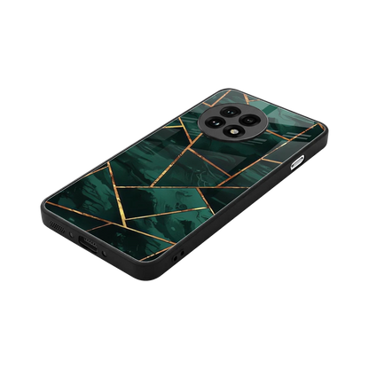 Geometric green stylish phone case for oneplus 13r | glossy glass and slim fit