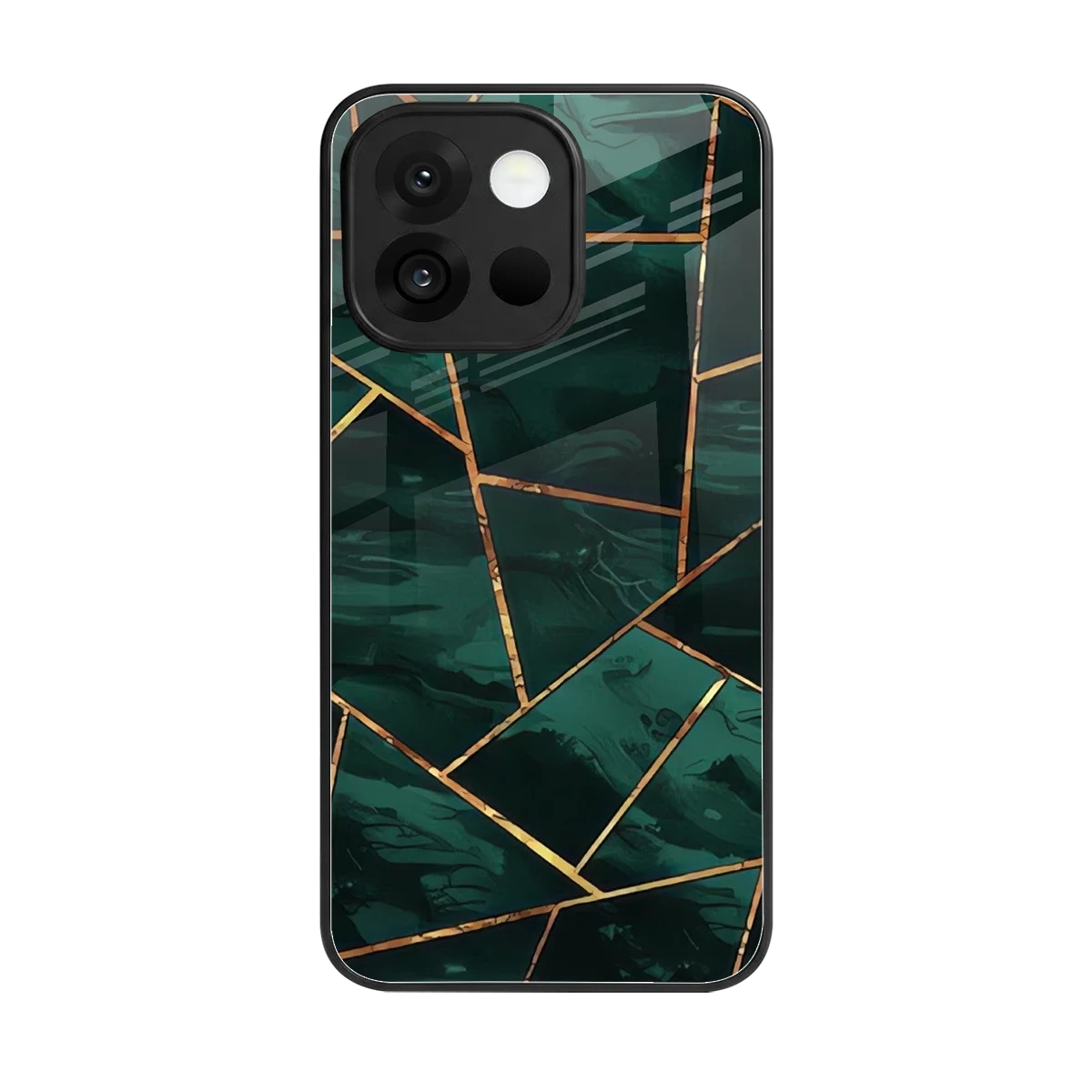 Geometric green back phone cover | glass case for oneplus 13s