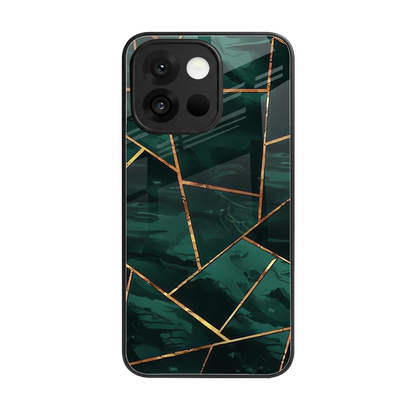 Geometric green back phone cover | glass case for oneplus 13s