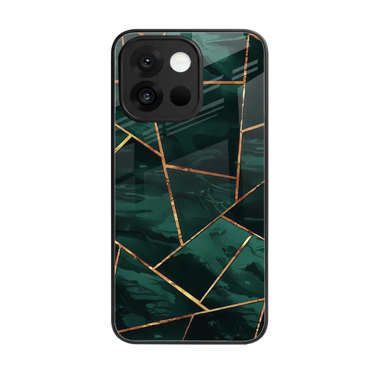 Geometric green back phone cover | glass case for oneplus 13s