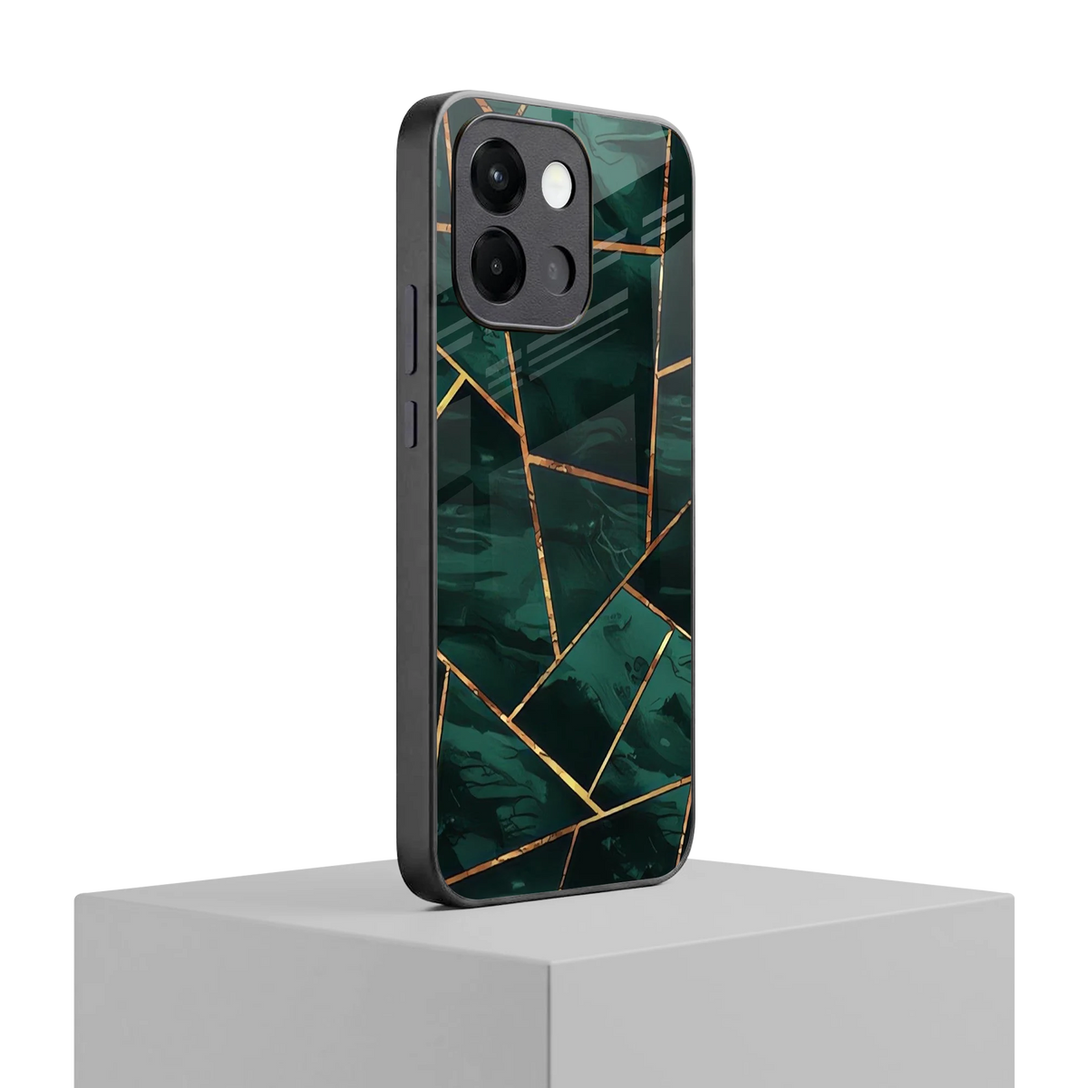 Geometric green oneplus 13s mobile cover | shockproof glass phone case