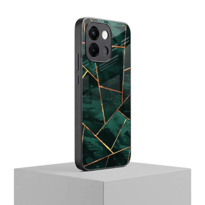 Geometric green oneplus 13s mobile cover | shockproof glass phone case