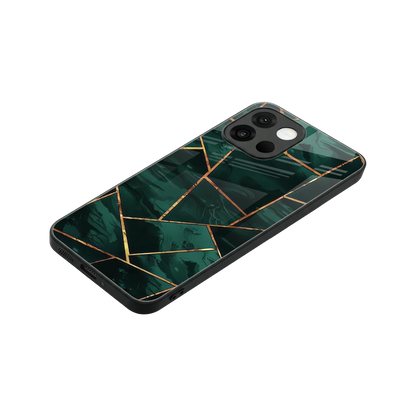 Geometric green stylish phone case for oneplus 13s | glossy glass and slim fit
