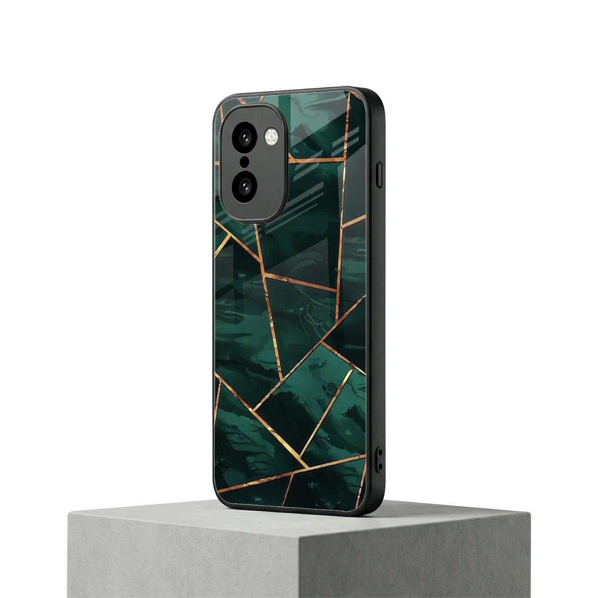 Geometric green oneplus 15r mobile cover | shockproof glass phone case