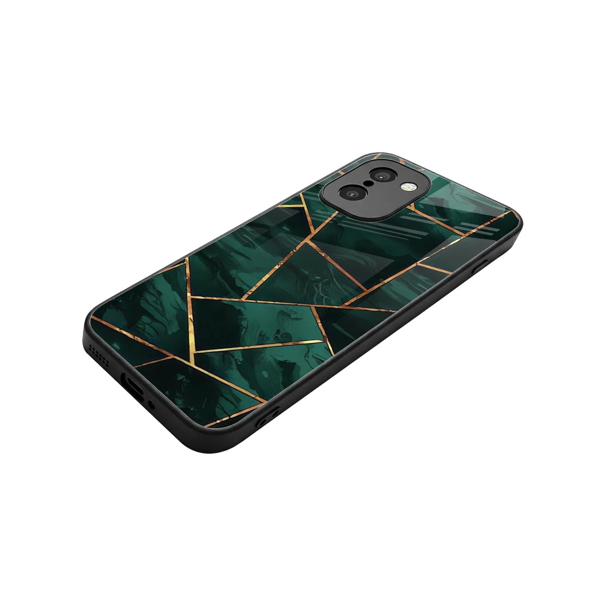 Geometric green stylish phone case for oneplus 15r | glossy glass and slim fit