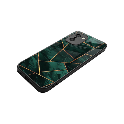 Geometric green stylish phone case for oneplus 15r | glossy glass and slim fit