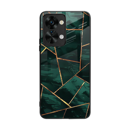 Geometric green back phone cover | glass case for oneplus nord 2t