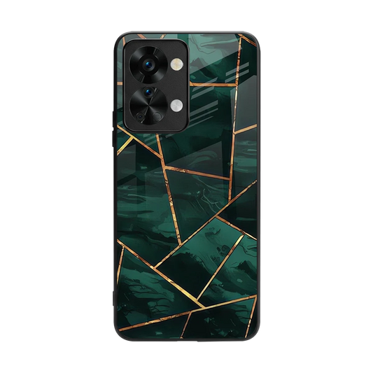 Geometric green back phone cover | glass case for oneplus nord 2t